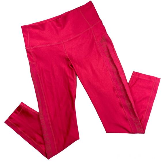 Under Armour HeatGear Impulse Leggings Pink Ankle Crop Mesh Side Womens Small - Picture 1 of 9